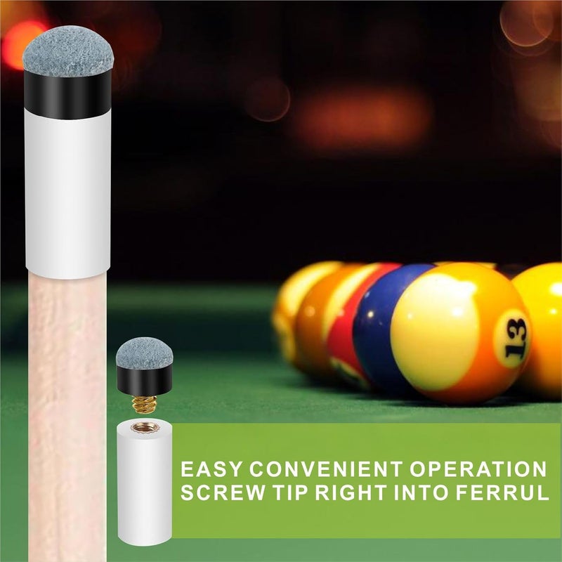 QEEGO 10 Sets Billiard Cues Tips Replacement with White Pool Cue Stick Ferrules, Billiard cues Tips, Screw On Pool Cue Tips Pool cue Tips Replacement kit, 12mm/13mm (Blue) - Image 2